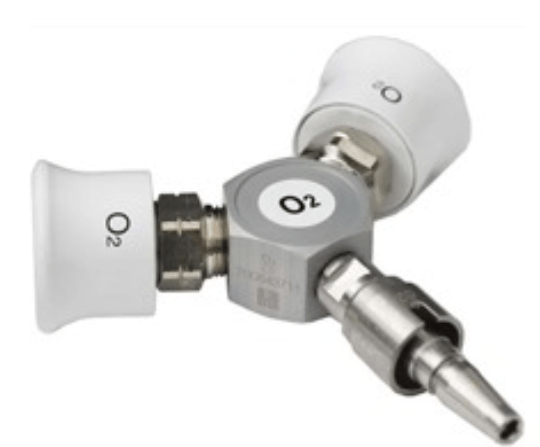 GCE Twin Schrader Valve – BS Probe & Outlets, 4.5 Bar, MediConnect/Duoline